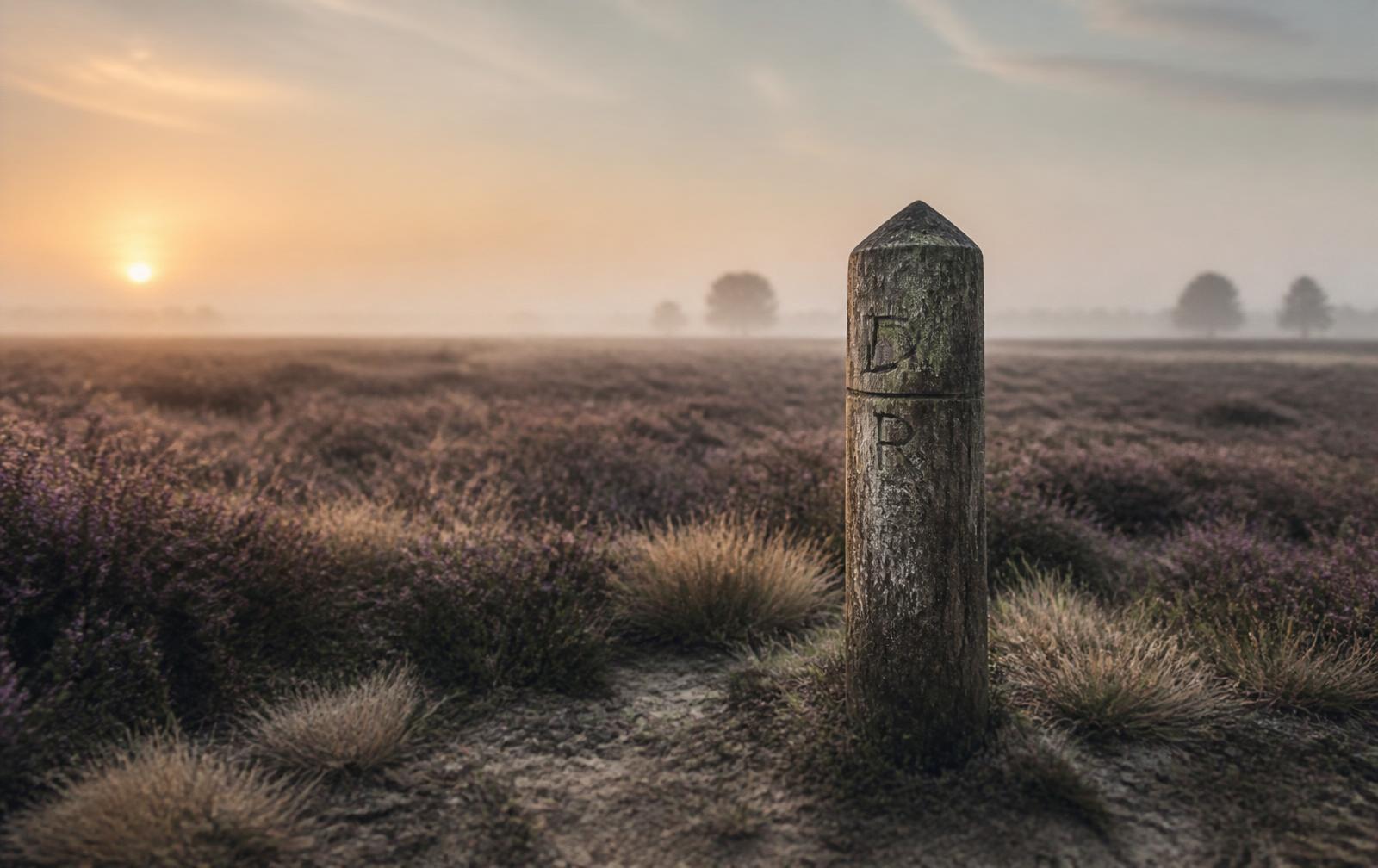 De Lebbestok grenspaal langs een wandelroute bij Zeijen